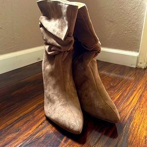 Beautiful suede ruched calf high boots! Perfect for fall Size 13 wide New in box